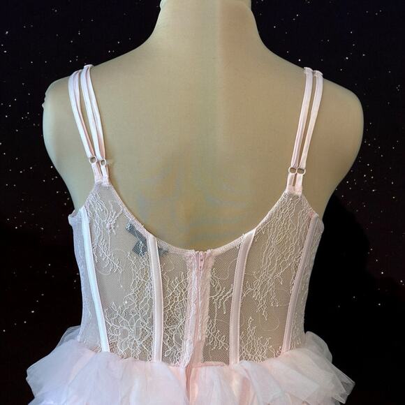 Crystal Doll "Juliet” Formal Gown Size 15 Lace Bodice Ruffle Skirt Baby Pink - Picture 9 of 12